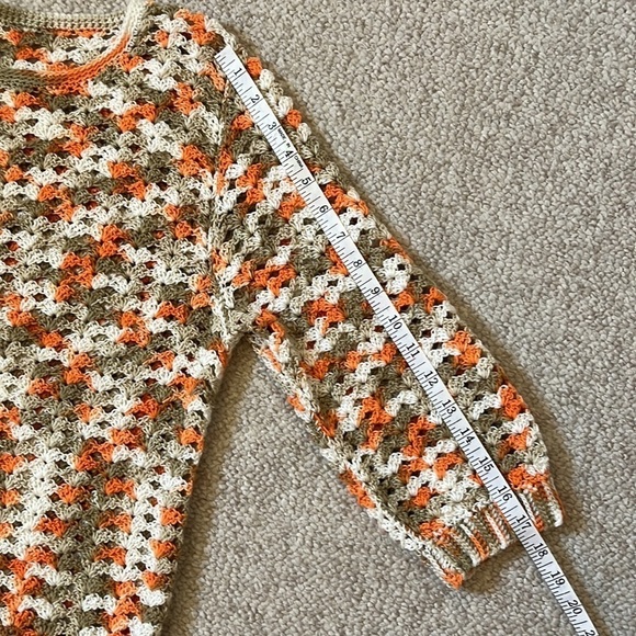 Vintage Hand Crocheted  Multicolor Sweater - Picture 8 of 10
